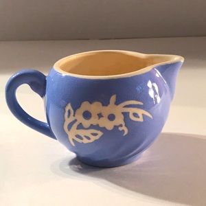 Vintage Harker Pottery Cameoware Shell Shape Creamer with Dainty Flower Design.